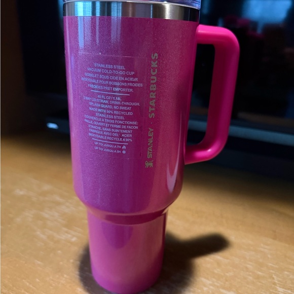 Stanley Other - Stanley Bright Pink Stainless Steel Travel Tumbler with Handle